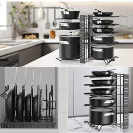 Kitchen Storage Adjustable Pot And Pans Organiser Rack DIY Methods Heavy Duty Metal For Dividers Shelves