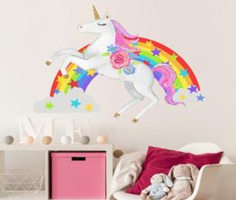 Retail Kids Rainbow Star unicorn wall stickers home decor Art wall sticker Children waterproof Decal Wallpaper girls Bedroom Decor8939607