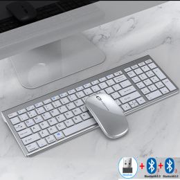 Combos Slim Rechargeable Spanish/ Hebrew Bluetooth Keyboard and Mouse Set for Laptop 2.4G USB Wireless Keyboard and Mouse Combo Korean
