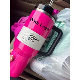 Stanleliness DHL New Neon Pink Orange Yellow Red 40 oz Tumblers With Handle Lid Straw Target Red Car Mugs Winter Pink Parade Water Bottles With 1:1 0321 Z6JT