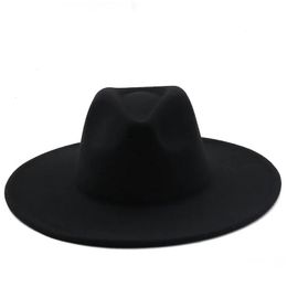 Wide Brim Hats Bucket Men Women 95Cm Flat Big Autumn Winter Wool Felt Fedora Hat Solid Uni Cotton Ttop Jazz Panama Drop Delivery Otvu5
