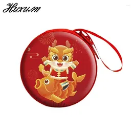 Storage Bags 1Pc 2024 Year Of Dragon Round Square Money Wallet Tinplate Coin Purse Cartoon Children Gift Box Kids