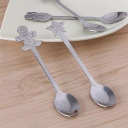 Coffee Scoops 12PCS Christmas Spoons Stainless Steel Ice Cream Spoon Stylish Design For Tea Soup Sugar Dessert Seasoning Durable