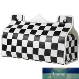 All-match Houndstooth Leather Tissue Box Home Living Room Light Luxury Tissue Tissue Box Tissue Box High-End Nordic