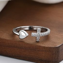 Fashion Wedding Engagement Rings For Women CZ Zircon Cross Love Heart Open Size Ring For Men Gold Ring