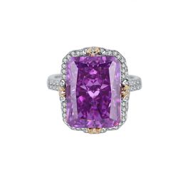 Exquisite S925 Silver Jewellery Colourful Gemstone Cocktail Ring Luxury Women's Accessory 12X16mm Precious Stone