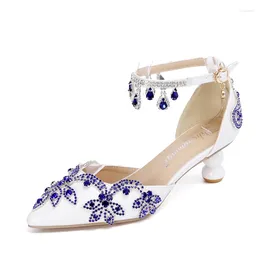 Dress Shoes XIHAHA Fashion Pumps Women Wedding Bride White Dance Female High Heels Ankle Strap Rhinestone Girl Party Shoe