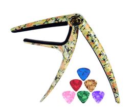Personalised Trigger Style Capos Flower Grain Zinc Alloy Spring Capo With 6pcs Guitar picks2638481