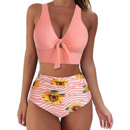 Women's Swimwear Sexy Padded Bandeau Tankinis Set Two Piece Swimsuit Women Push Up Bikini Spring Summer Hawaiian Beach Monokini Mujer