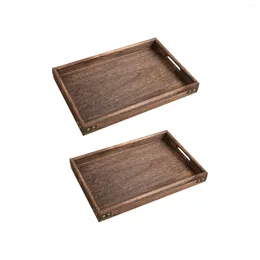 Tea Trays Rustic Wood Serving Tray Platter Eating For Homes Els Bars Pastries Snacks Coffee Multipurpose Sturdy