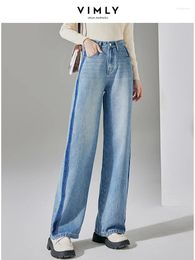 Women's Jeans Vimly Autumn Baggy Women High Waisted Straight Wide Leg Pants 2024 Fall Cotton Loose Casual Trousers Female Clothes 72287