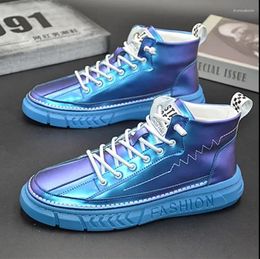 Casual Shoes Men High Top Sneakers Male Ankle Boots Luxury Glitter Streetwear Hip Hop Chaussures Homme Skateboard