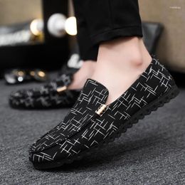 Casual Shoes Men Striped Loafers Breathable Canvas Lightweight Slip-On Soft Sole Footwear Sewing Style Zapatillas Hombre