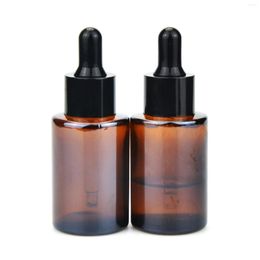 Storage Bottles 6Pcs Flat Shoulder Amber Glass Dropper Bottle 20/30/40/60ml Reagent Pipettes Cosmetic E Liquid Serum Packaging Container