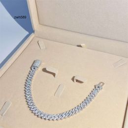 Designer Jewelry Hip Hop Custom 8mm moissanite diamond chain hip hop men jewelry iced out cuban link bracelet