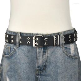 Belts Star Eye Rivet Belt Double Eyelet Grommet Waist Strap Adjustable Punk Jeans Decorative Waistband Cummerbunds