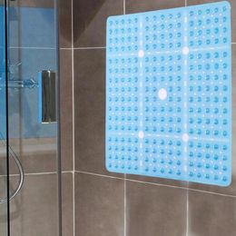 Bath Mats Pvc Shower Mat Non-slip Square With Non Slip Surface Secure Suction Cups Ideal Bathroom Carpet Drain