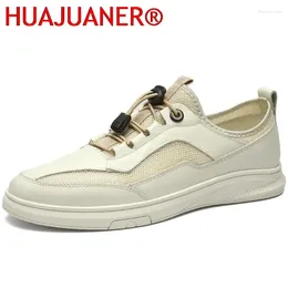 Casual Shoes Men Summer Mesh Breathable Walking Male Genuine Leather Slip On Comfortable Light Flat Outdoor Footwear