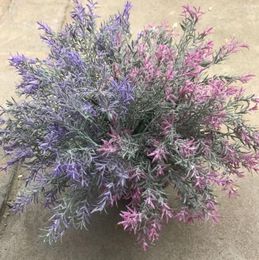 Decorative Flowers Artificial Plastic Grass Outdoor Landscape Decoration 9 Fork Lavender Plant Wall