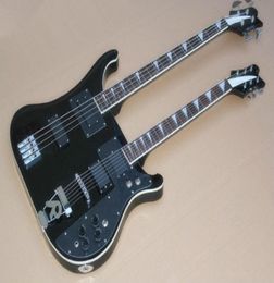 Black 46 strings double neck electric guitar with black pickguardCan be customized4606964