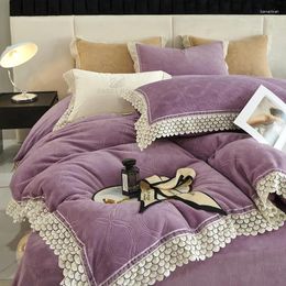 Bedding Sets Super Soft Winter Carved Velvet Set Lace Duvet Cover Warm Short Plush Bed Comforter Sheet Pillowcases