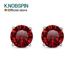 Rings KNOBSPIN Moissanite Earring S925 Sterling Sliver Plated with 18k White Gold Earring for Women Man Sparkling Fine Jewellery