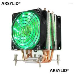 ファン冷却コンピューターArsylid CPU Cooler 6ヒートパイプデュアルファン9cm 4pin PWMファンサポートIntel LGA115X 1366 2011 TDP 130W Silent X79 X OT8TM