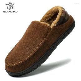 Casual Shoes Plush Men Slipper Winter Warm House Indoor Sneaker Waterproof Soft Thick Sole Slides Fashion Cotton For