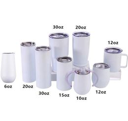 stainless steel White blank sublimation tumbler mugs Insulation heat thermal transfer coated vacuum 30oz 20oz straight slimming ke1099132