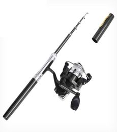 Pocket Collapsible Fishing Rod Reel Combo Mini Pen Fishing Pole Kit 3 Colours Pen Shape Folded Rod With Reel Wheel4253199