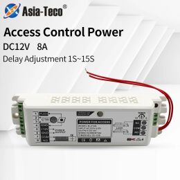 Accessories DC12V 8A Access Control Power Supply Converter Transformer Input AC 220V Delay Time Adjuster for Door Electronic Security System