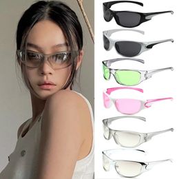 Mens Silver Y2K Sunglasses Outdoor Cycling Sports Sun Glasses Women Vintage Shades Trendy Punk Goggle Eyewear 2000S Aesthetic 240402