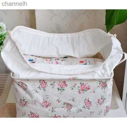Storage Baskets Large capacity dirty clothes childrens toy organizer laundry basket with cotton cover and linen dotted striped flowers yq240407