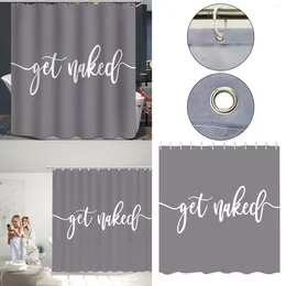 Shower Curtains 71 X 78 Inches Curtain Funny Cute Get Fashionable Grey Background White Words Water Soap Fabric Beach