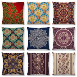 Pillow Boho Paisley Mandala Decorative Pattern Flower Plants National Style Geometry Mystery Cover Sofa Throw Case