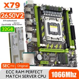 Motherboards Atermiter X79 Motherboard with XEON E5 2650 V2 2* 16GB = 32GB DDR3 1066 REG ECC RAM Memory Combo Kit Set NVME SATA Server