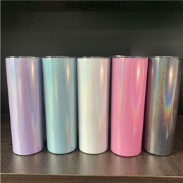 Stanleiness 20oz glitter sublimation skinny tumbler stainless steel sparkle straight skinny cup double walled vacuum insulated shimmer drinking bottle cof YGEO