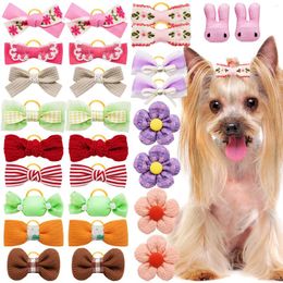 Dog Apparel 10PCS Handmade Bows Delicate Hair Rubber Bands Small Cat Accessories For Dogs Grooming