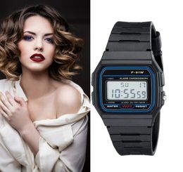 F91W Classic Water Resist Silicon Strap Digital Sport Watch fashion thin LED watches Quartz movement ouc261B3269677