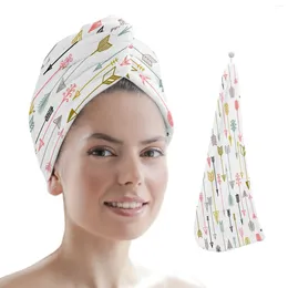 Towel Colorful Arrows Geometric Figures Dry Hair For Turban Microfiber Women Bathroom Wrap