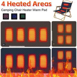 Blankets 4 Heated Areas Camping Chair Cushion 3Speed Heating Seat USB Charging Winter Warmer Cover For Outdoor Travel Blanket