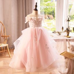 2024 pink Ball Gown Flower Girl Dresses sequined Ruffles Combined Colorful Hand Made Floral Baby Pageant Gowns Customize First Communion Party new sexy Wedding Wear