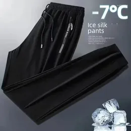 Men's Pants Ice Silk Casual Ultra-thin Loose Straight Tube Summer Quick Drying Stretch Trendy Men Sports