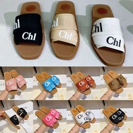 Chloe Luxury Designer Sandals Famous Designer Women Slippers Woody Flat Heels Mules Slides Cloud Embroidered Linen【code ：L】Sandale Espadrille Wedge Sliders