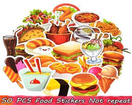 50 PCS Delicious Food Stickers Decals for Home Party Decor DIY Laptop Skateboard Luggage Fridge Water Bottle Bike Car Gifts Toys f9527305