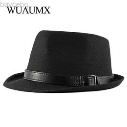 Wide Brim Hats Bucket Hats NEW Autumn Winter Retro Jazz Hats Middle aged Men Felt Fedoras Cap For Male Solid Trilby Panama Hat Black Bowler Hats 240407