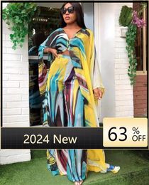 Ethnic Clothing Two Piece Set Dashiki Summer African Clothes For Women 2024 Fashion Long Dress Sets Pants Suits Outfits Party Dresses Big