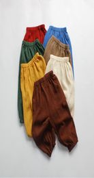 FMFS US UK Australia Muslin Trousers Kids Summer Solid Fashions Bottoms Spring Linen Unisex Kids Girls Pants8816748