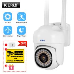 Cameras KERUI 3MP WIFI IP Camera PTZ Outdoor Motion Detection Auto Tracking APP Push 21 infrared LED Smart Night Vision Security Camera