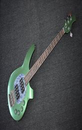 Factory Custom Metal Green Electric Bass Guitar with 4 StringsChrome HardwareHH PickupsGrey PickguardHigh QualityCan be Custo4940220